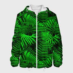 Куртка с капюшоном мужская Листья папоротника - текстура, цвет: 3D-белый