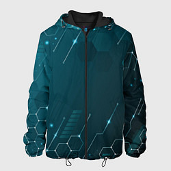 Куртка с капюшоном мужская Голубой цифровой фон, цвет: 3D-черный