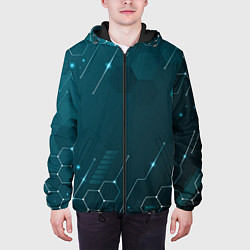 Куртка с капюшоном мужская Голубой цифровой фон, цвет: 3D-черный — фото 2