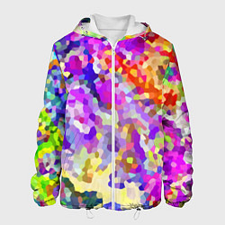Куртка с капюшоном мужская Летняя мозаика, цвет: 3D-белый
