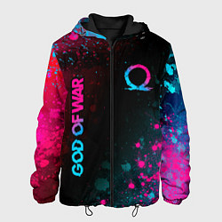 Куртка с капюшоном мужская God of War - neon gradient, цвет: 3D-черный