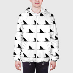 Куртка с капюшоном мужская Плавники акул - паттерн, цвет: 3D-белый — фото 2
