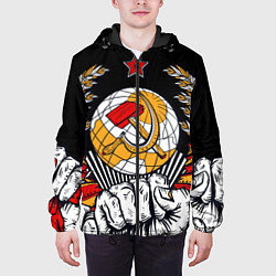 Куртка с капюшоном мужская Герб СССР на черном фоне, цвет: 3D-черный — фото 2