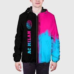 Куртка с капюшоном мужская AC Milan - neon gradient: по-вертикали, цвет: 3D-черный — фото 2