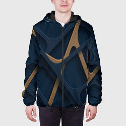 Куртка с капюшоном мужская Абстрактный фон сетка, цвет: 3D-черный — фото 2