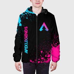 Куртка с капюшоном мужская Apex Legends - neon gradient: символ и надпись вер, цвет: 3D-черный — фото 2