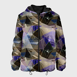 Куртка с капюшоном мужская Полигональный абстрактный: бежевый, коричневый, си, цвет: 3D-черный