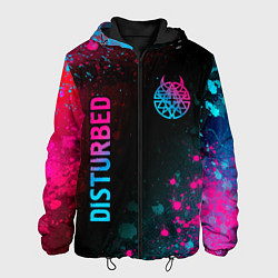 Мужская куртка Disturbed - neon gradient: символ и надпись вертик