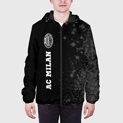 Куртка с капюшоном мужская AC Milan sport на темном фоне: по-вертикали, цвет: 3D-черный — фото 2