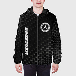 Куртка с капюшоном мужская Mercedes карбоновый фон, цвет: 3D-черный — фото 2