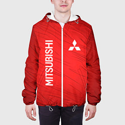 Куртка с капюшоном мужская Mitsubishi sport - абстракция, цвет: 3D-белый — фото 2