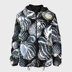 Куртка с капюшоном мужская Паттерн из океанских ракушек, цвет: 3D-черный