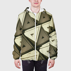 Куртка с капюшоном мужская 3D иллюзия-пирамиды, цвет: 3D-белый — фото 2