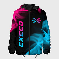 Куртка с капюшоном мужская Exeed - neon gradient: символ и надпись вертикальн, цвет: 3D-черный