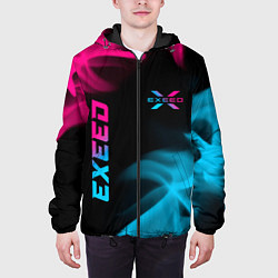 Куртка с капюшоном мужская Exeed - neon gradient: символ и надпись вертикальн, цвет: 3D-черный — фото 2