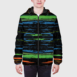Куртка с капюшоном мужская Мазки цветной краской paint strokes abstract, цвет: 3D-черный — фото 2