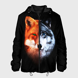 Куртка с капюшоном мужская Волк и Лисица, цвет: 3D-черный