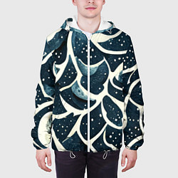 Куртка с капюшоном мужская Загадочные космические узоры, цвет: 3D-белый — фото 2