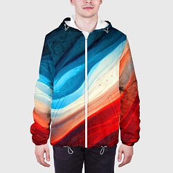 Куртка с капюшоном мужская Неоновые яркие волны, цвет: 3D-белый — фото 2
