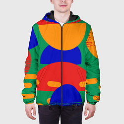Куртка с капюшоном мужская Абстракция - геометрические фигуры, цвет: 3D-черный — фото 2