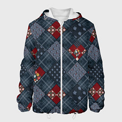 Мужская куртка Red and blue denim patchwork