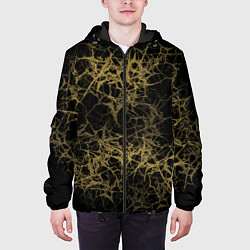 Куртка с капюшоном мужская Universe in golden crackles abstraction, цвет: 3D-черный — фото 2