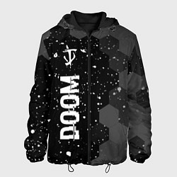 Куртка с капюшоном мужская Doom glitch на темном фоне: по-вертикали, цвет: 3D-черный