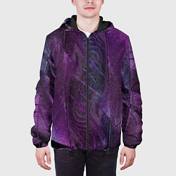 Куртка с капюшоном мужская Текстура из перьев, цвет: 3D-черный — фото 2