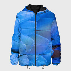 Куртка с капюшоном мужская Текстура с голубыми перьями, цвет: 3D-черный