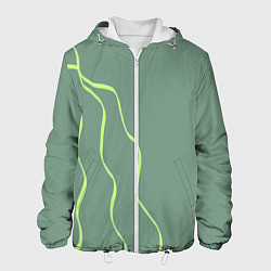 Мужская куртка Абстрактные зеленые линии на фоне цвета хаки