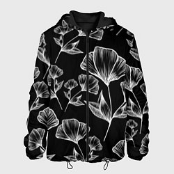Куртка с капюшоном мужская Графичные цветы на черном фоне, цвет: 3D-черный
