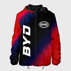 Куртка с капюшоном мужская BYD красный карбон, цвет: 3D-черный