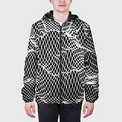 Куртка с капюшоном мужская Сетчатая текстура ткани, цвет: 3D-черный — фото 2