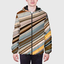 Куртка с капюшоном мужская Colored wavy lines, цвет: 3D-черный — фото 2