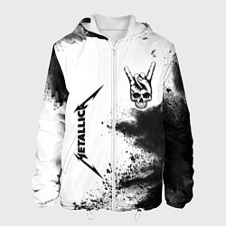 Куртка с капюшоном мужская Metallica и рок символ на светлом фоне, цвет: 3D-белый