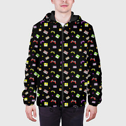 Куртка с капюшоном мужская 90s pattern on black, цвет: 3D-черный — фото 2