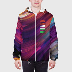 Куртка с капюшоном мужская Разноцветная экспрессивная композиция - Milano, цвет: 3D-белый — фото 2