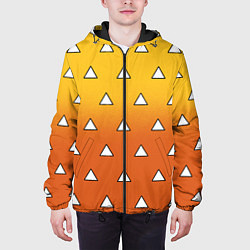 Куртка с капюшоном мужская Оранжевое кимоно с треугольниками - Зеницу клинок, цвет: 3D-черный — фото 2