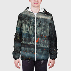 Куртка с капюшоном мужская Абстрактные тени и капли красок, цвет: 3D-белый — фото 2