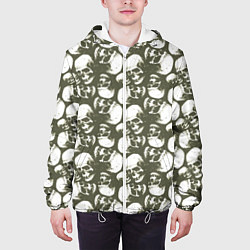 Куртка с капюшоном мужская Череп гранж, цвет: 3D-белый — фото 2