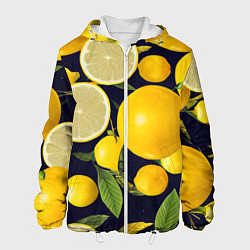 Куртка с капюшоном мужская Лимонные дольки, цвет: 3D-белый