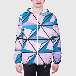 Куртка с капюшоном мужская Абстрактные геометрические панели, цвет: 3D-белый — фото 2