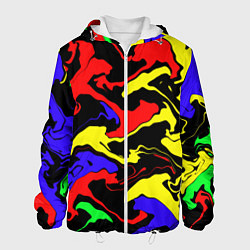Куртка с капюшоном мужская Яркие абстрактные краски, цвет: 3D-белый