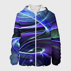 Куртка с капюшоном мужская Абстрактные цветные полосы, цвет: 3D-белый