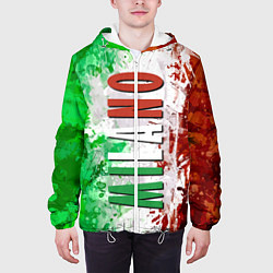 Куртка с капюшоном мужская Флаг Италии - кляксы, цвет: 3D-белый — фото 2