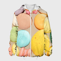Куртка с капюшоном мужская Разноцветные пирожные Макарон, цвет: 3D-белый