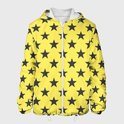 Куртка с капюшоном мужская Звездный фон желтый, цвет: 3D-белый