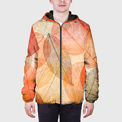 Куртка с капюшоном мужская Осенние прозрачные листья, цвет: 3D-черный — фото 2