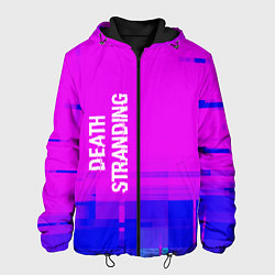 Куртка с капюшоном мужская Death Stranding glitch text effect: по-вертикали, цвет: 3D-черный