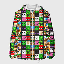 Куртка с капюшоном мужская Minecraft - characters, цвет: 3D-белый